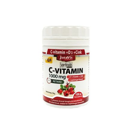 JutaVit C-vitamin 1000 mg nyújtott kioldódású + csipkebogyó + D3 vitamin + Cink, 100 db