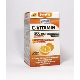   JutaVit C-vitamin 500mg 100 db-os narancs ízű rágótabletta C-vitamint, D3-vitamint és csipkebogyó kivonatot tartalmazó étrend-kiegészítő készítmény édesítőszerekkel. 100x