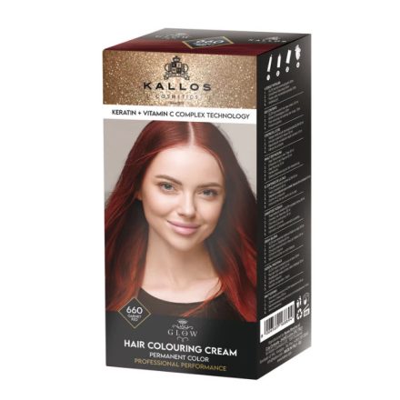 Kallos GLOW TARTÓS KRÉMHAJFESTÉK - 660 GRÁNÁT VÖRÖS